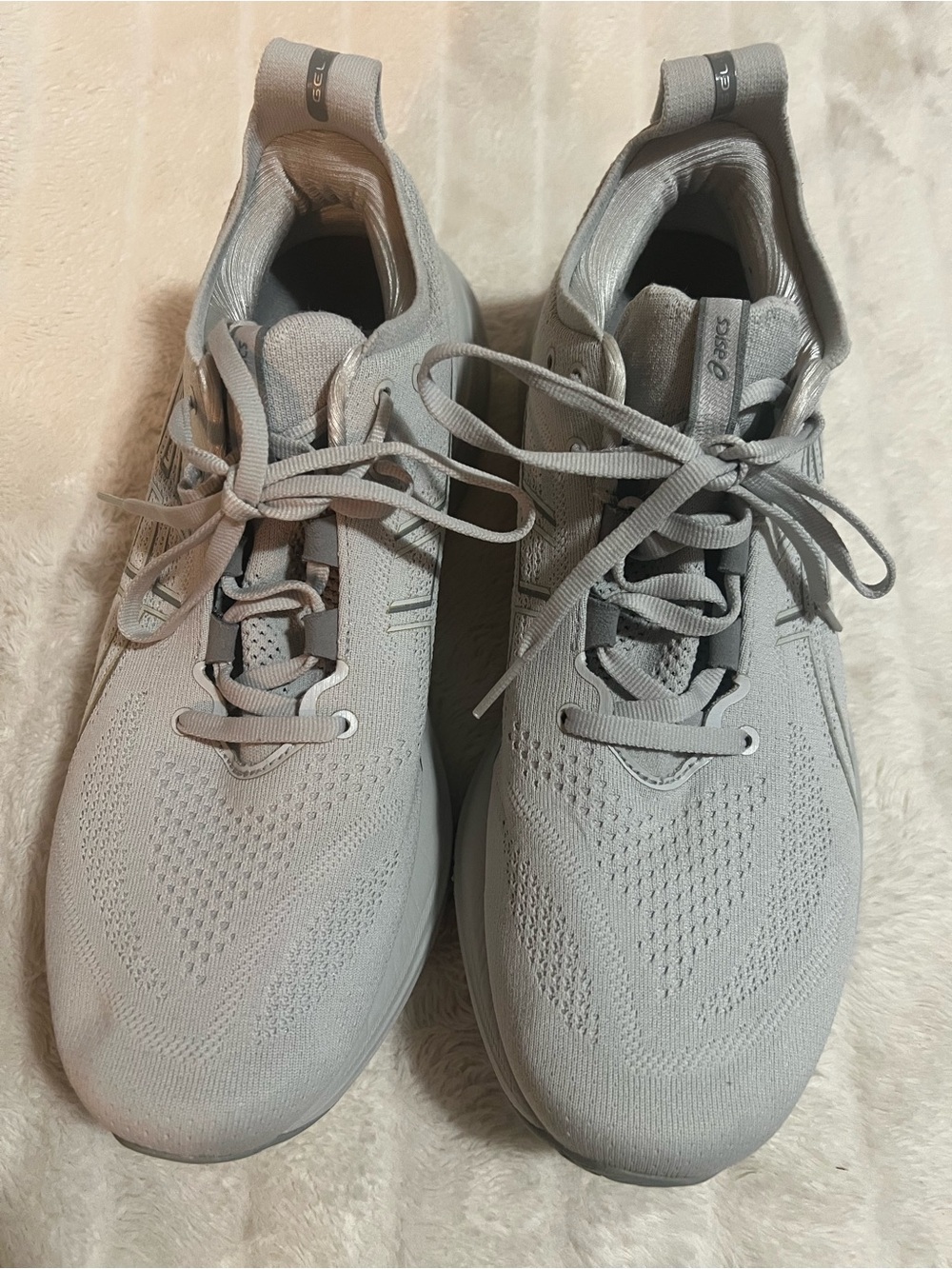 Asics Light Gray Knit Men's Running Sneakers